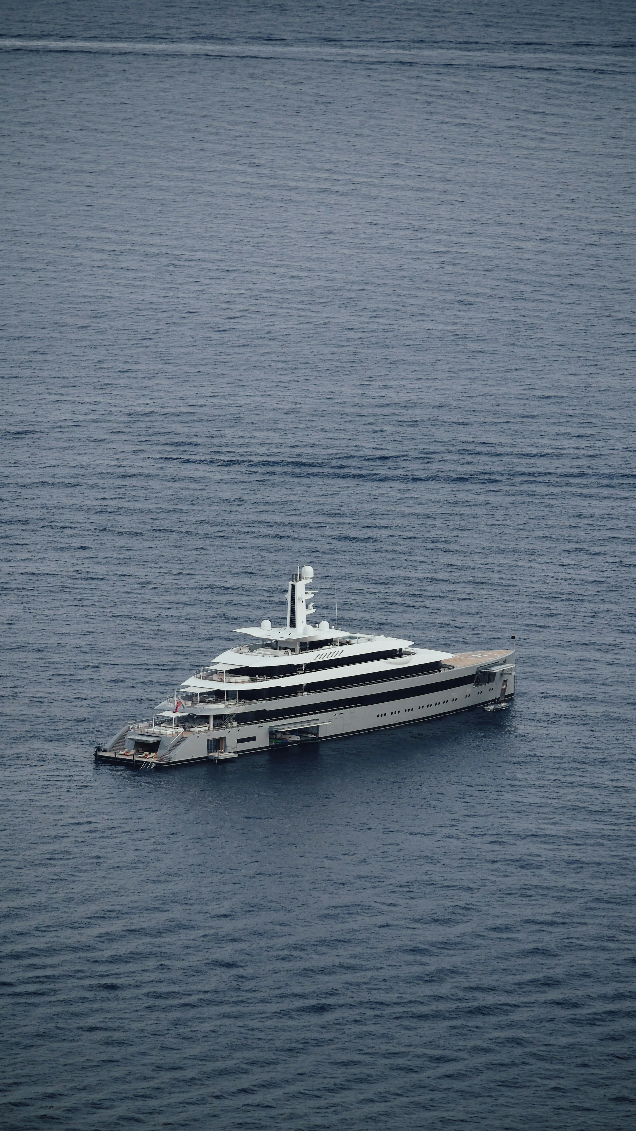 White superyacht on the open sea